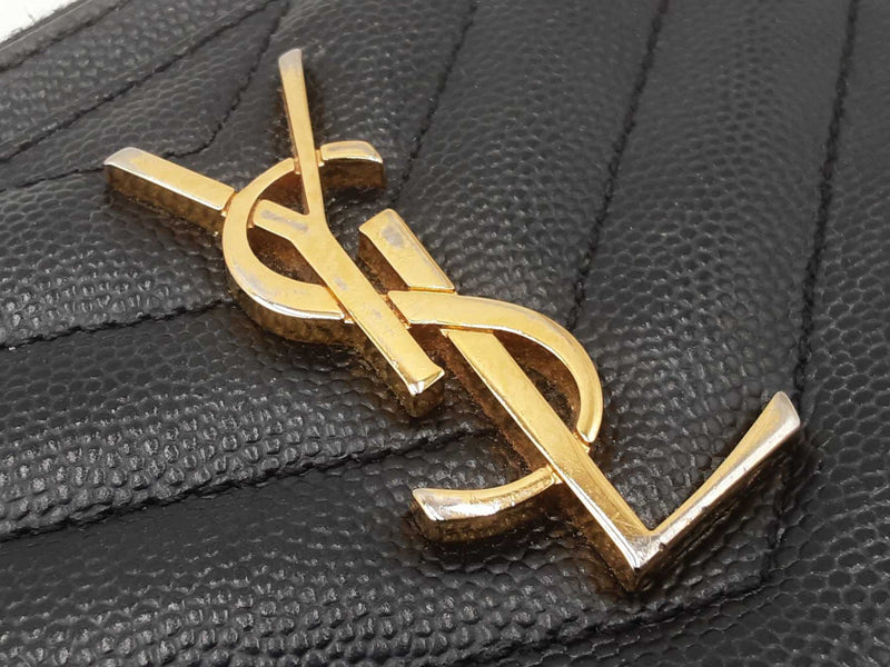 Yves Saint Laurent Chevron-quilted Pebbled Leather Bill Holder Fw0725wzxdu