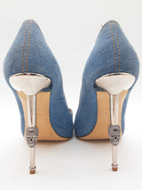 Philip Plein Destroyed Decollete Blue Denim Skull Heels Size Eu 39 Do0426crde
