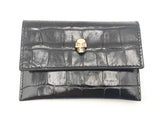 Alexander Mcqueen Black Embossed Croc Calfskin Trifold Wallet Sd0825rzsa