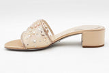 Rene Caovilla Crystal Embellished Nude Cinderella Mules Size 39 Eb1225lrxdu