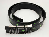 Mcm Claus Black Green Smooth Viestos Leather Belt 36 In Do1224crde