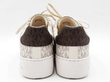 Michael Kors Poppy Sneakers In Vanilla Logo Coated Canvas Size 9.5 Fw0226wrdu