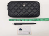 Chanel Sparkly Black Quilted Leather Double Zip Wallet On Chain Do1225lrxzde