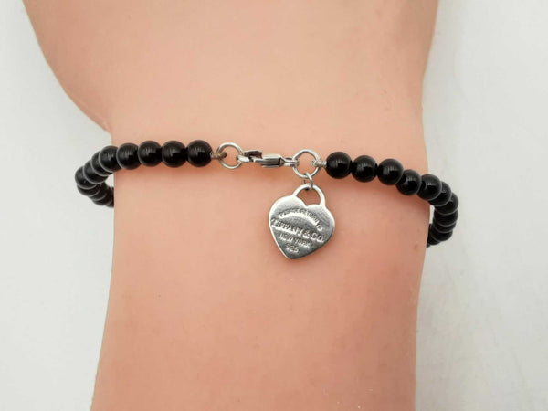 Tiffany & Co Return To Tiffany Black Onyx Bead Bracelet 7 Inch Sd0425lrzsa