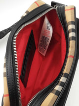 Burberry Paddy Camera Bag In Vintage Check Canvas & Black Leather Fw0826ozxdu