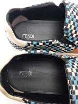 Fendi Multicolor Woven Leather Slip On Sneakers Size 11 Eb0925pxzde