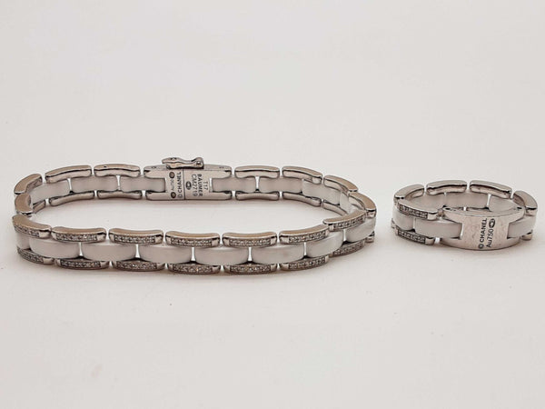 Chanel Ultra Diamonds 18k White Gold White Ceramic 39.4g Ensemble Do0725pwxzde