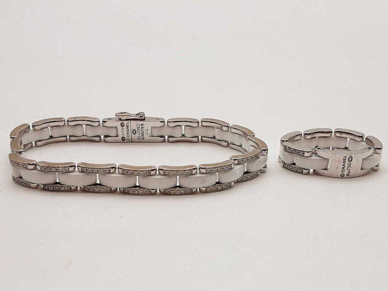 Chanel Ultra Diamonds 18k White Gold White Ceramic 39.4g Ensemble Do0725pwxzde
