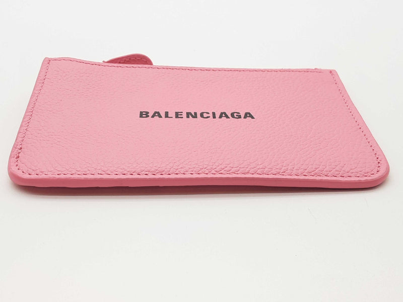 Balenciaga Powder Pink Grained Leather Flat Zipper Pouch Card