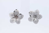 14k White Gold Plumeria Stud Earrings 2.2 Grams Eb0226pxde