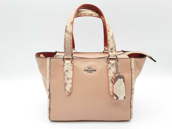 Coach Mini Crosby Carryall Pink Leather Printed Snakeskin Tote Bag Do0624oxde