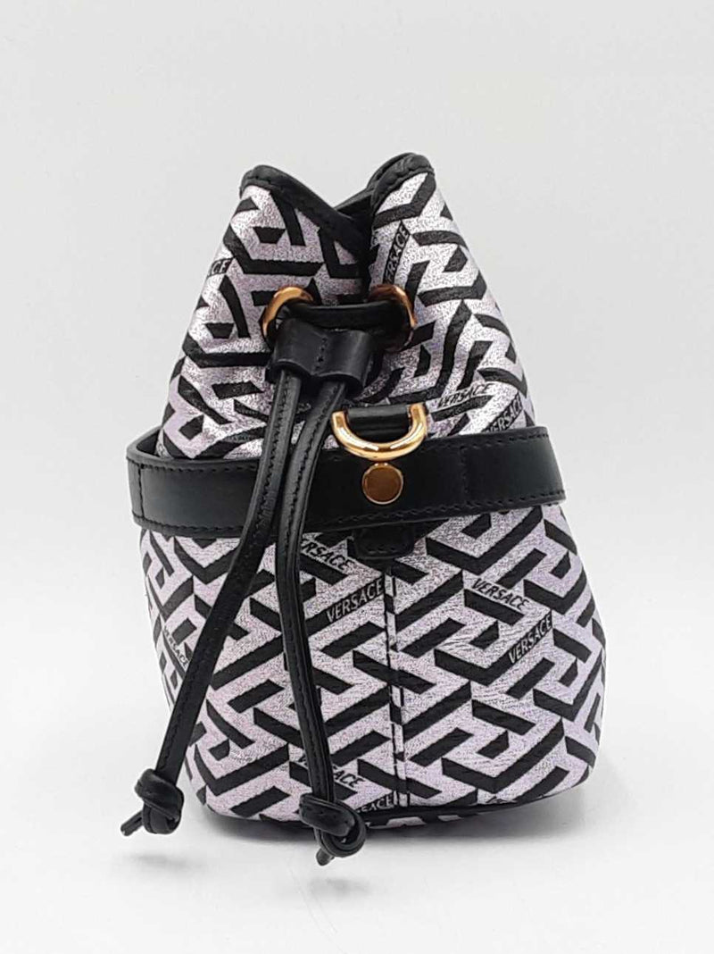 Versace La Greca Signature Glitter Print Bucket Bag Fw0825wzxdu