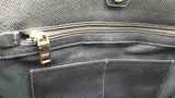 Prada Navy Blue Canvas & Black Saffiano Leather Tote Bag Eb1025oordu