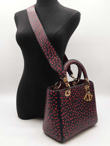 Christian Dior "I Love Paris" Medium Lady Dior Bag In Navy Leather Fw0926lwxzdu