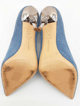 Philip Plein Destroyed Decollete Blue Denim Skull Heels Size Eu 39 Do0426crde