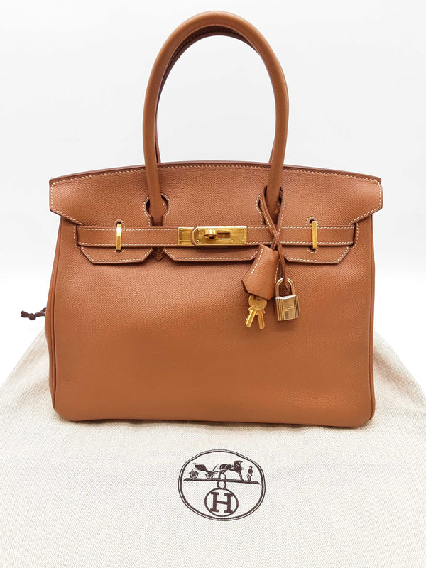 Hermes Birkin 30 Gold Brown Epsom Gold Hardware Handbag Do0725lwrxzde