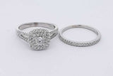0.16ctw Center Diamond Wedding Set In 14k White Gold 5.1g Size 5.25 Eb0426pxzsa