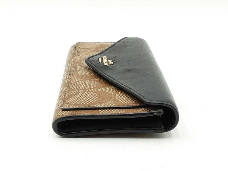 Coach Slim Envelope Wallet In Signature Coated Canvas & Black Leather Fw0925wzdu