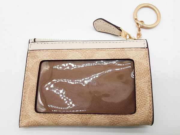 Coach Mini Skinny Sand Beige Signature Coated Canvas Id Case Do0325orde