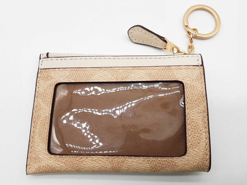 Coach Mini Skinny Sand Beige Signature Coated Canvas Id Case Do0325orde