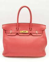 Hermes Birkin 35 Rose Jaipur Red Clemence Gold Hardwear Handbag Do0723crxzde