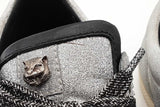 Gucci Silver Glitter Studded Web Sneakers Size 37.5 Eb0526lrxsa