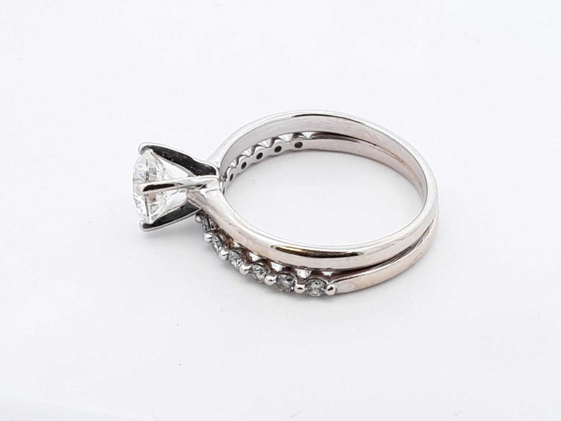 1.01 Cttw Diamond & 10k White Gold Engagement Set 3.5 Grams Size 6.5 Fw0824erxdu