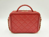 Chanel Filigree Vanity Case In Red Quilted Caviar Leather Fw0125owxzdu