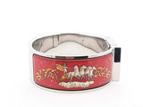 Hermès Loquet 19mm Bangle Watch In Stainless Steel & Red Enamel Fw1026lrxdu