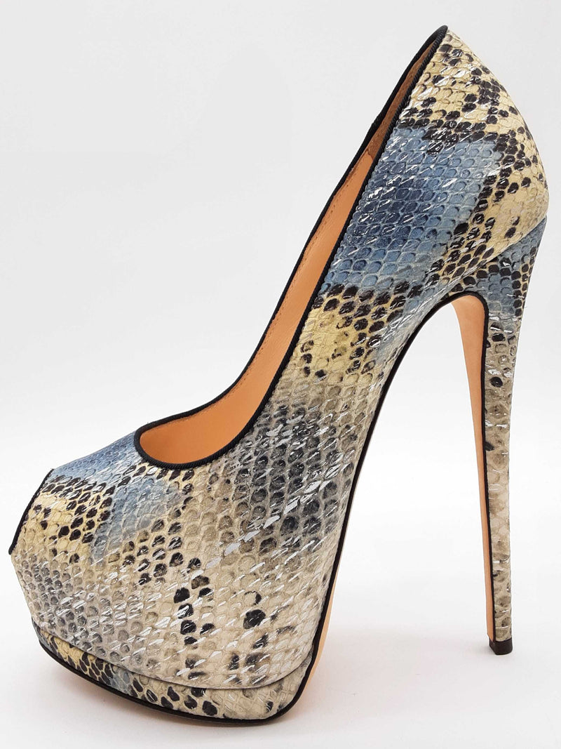 Giuseppe Zanotti Sharon Tricolor Python Embossed Heels Size Eu 36 Do0725crde