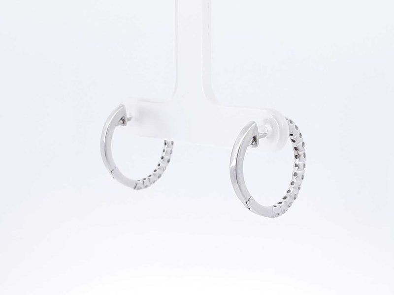 0.56 Cttw Diamond & 18k White Gold Latch-back Hoop Earrings 4.4 Gram Fw0925wzxdu