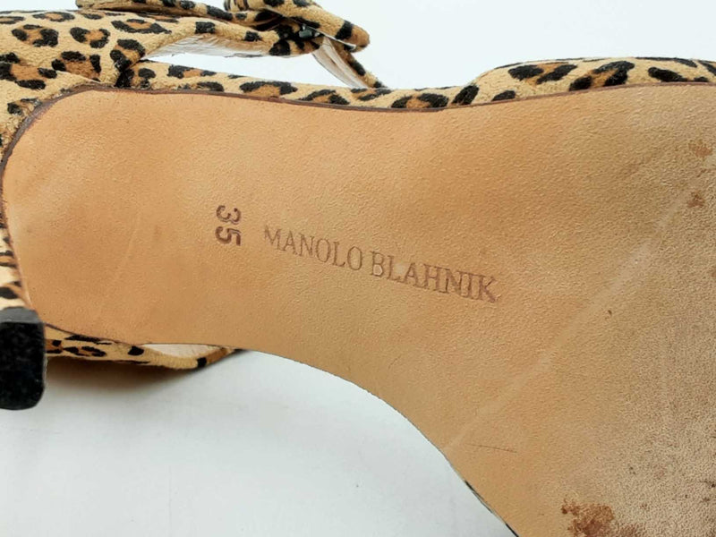 Manolo Blahnik Peep Toe Pumps In Leopard Print Suede Size Eu 35 Us 5 Fw0725rxdu