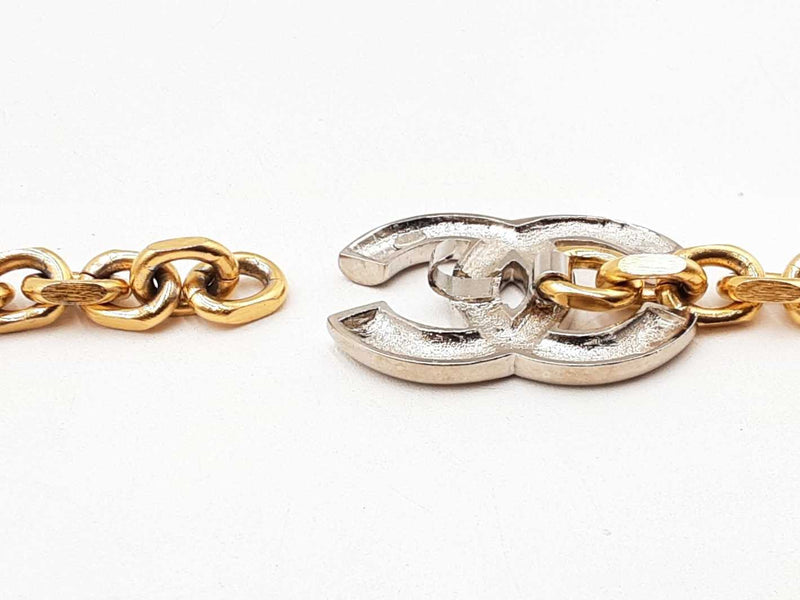 Chanel Cc Logo Silver-tone Belt Buckle & Gold-tone Chain Belt Fw0725ixzdu