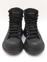 Alexander Mcqueen Tread Slick Black Canvas Lace Up Boots Size Us 7.5 Fw0126llxdu
