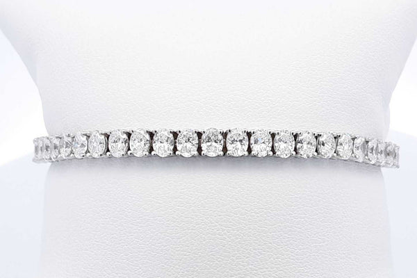 Approx. 15ctw Oval Diamond Tennis Bracelet 14k White Gold 14.42g Eb1024ooxxzsa