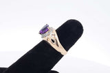 Heart Shaped Purple Gemstone & Diamond Ring 14k Yellow Gold 4.6g Sz 6 Eb426wxzsa