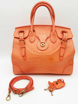Ralph Lauren Soft Ricky Orange Alligator Leather Handbag Do0526oxzxde