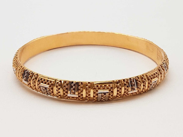 21k Two Tone Yellow White Gold 16.8g Bangle Bracelet 7.75 In Do0525loxzde