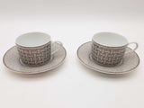 Hermes Mosaique Au 24 Gray Porcelain Cup Saucer Set 2 Do0426oxzde