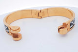 Hermes Balades Equestres Printed Enamel Hinged Bangle Bracelet 40.4g Eb0726oorde