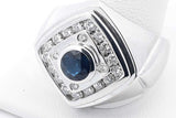 Diamond & Blue Gemstone Ring In 14k White Gold 16.7 Grams Size 14.25 Eb0926srxsa