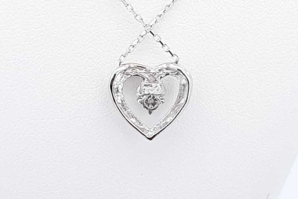 Approx. 0.1ctw Diamond In Heart Pendant 18k White Gold 3.1 Grams Eb0624lorsa