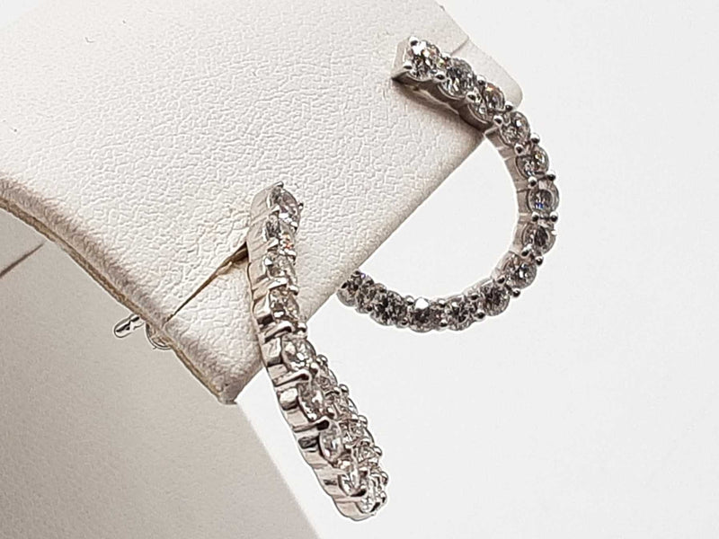1.50 Cttw Lab Grown Diamonds 0.925 Silver 3.0g Curved Hoop Earrings Do0525lcrde