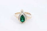 Green Gemstone & Diamond Ring In 10k Yellow Gold 3 Grams Size 7.25 Eb0924ixsa