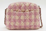 Chanel Mini Pink & White Tweed Quilted Clutch With Chain Eb0926oxxzde