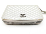 Chanel Metallic Lambskin Chevron Quilted Zip Coin Wallet Fw0225lcrdu