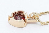 14k Yellow Gold Red Gemstone & Diamond Pendant Necklace 7.7 Grams Eb0826rrxsa