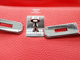 Hermes Kelly 28 Rose Texas Red Clemence Palladium Handbag Do0226lloxzde