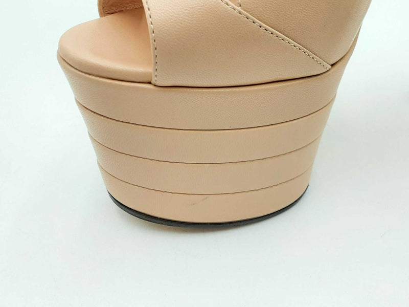 Gucci Angel T-strap Platform Heels In Neutral Leather Size Eu 37.5 Fw0225szdu