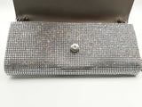 Judith Leiber Silver Satin Crystal Embellished Chain Clutch Do0225oxzde